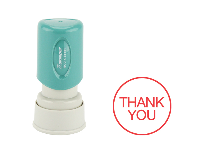 #11359 Xstamper Thank You Round Stock Stamp. The stamp is re-inkable with oil based Xstamper ink. Generally ships out the same day.