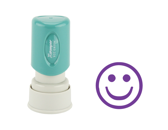 #11420 Xstamper Smile Face Round Stock Stamp. The stamp is re-inkable with oil based Xstamper ink. Generally ships out the same day.
