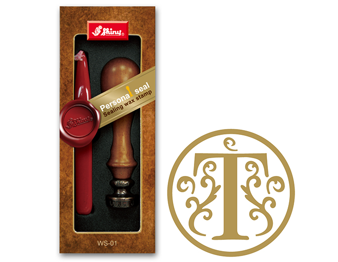 Letter T wax embossing seal.  Stock kit comes with genuine wood handle, stock letter die and high quality Scottish sealing wax stick.