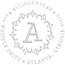 Allison Address Monogram paper embossing seal, style CE-50022. Choose from pocket, desk, gold or chrome seals. Makes a great gift.