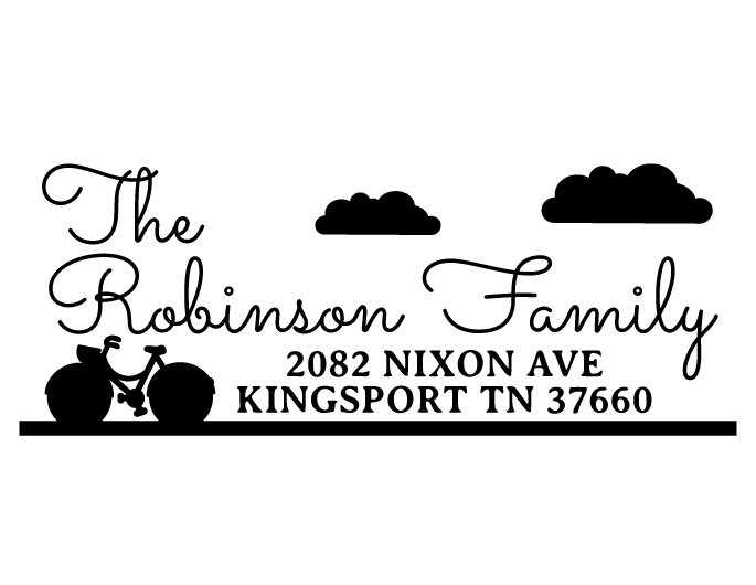 Designer return address stamp.  Unique design comes with thousands of impressions.  Customize with your own information.  Stamp is re-inkable.