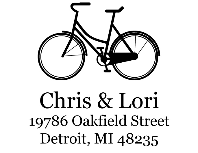 The Bicycle return address stamp is a great and unique way to stamp your return address. Choose between a self-inking stamp or a traditional rubber stamp.