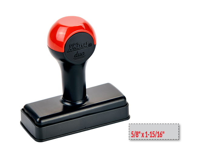Premier Mark #1550 traditional rubber stamp is 5/8" x 1-15/16" with a maximum of 3 lines of text. Real rubber die that is laser engraved for fine detail.