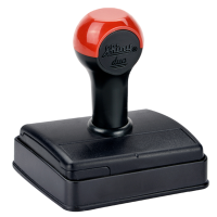 Premier Mark #4560 traditional rubber stamp is 1-3/4" x 2-3/8" with a maximum of 9 lines of text. Real rubber die that is laser engraved for fine detail.