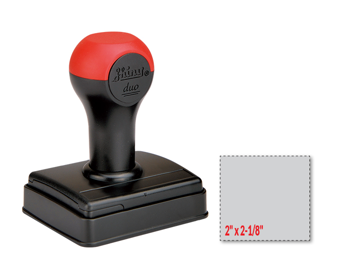 Premier Mark #5255 traditional rubber stamp is 2" x 2-1/8" with a maximum of 12 lines of text. Real rubber die that is laser engraved for fine detail.
