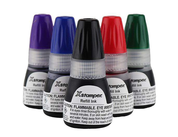 Xstamper refill ink.  Genuine Xstamper refill ink comes in 10ml, 20ml and 60ml sized bottles.  Choose from 7 ink colors.
