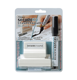 The Secure Stamper #2471 & marker can hide a block of information such as name and address with just one impression.