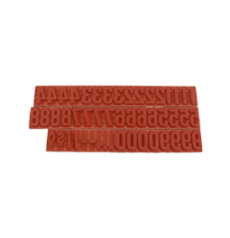 RIBtype FU76 bold number set.  This set of RIBtype characters comes with 59 total pieces.  4 ribs on the back of numbers and special characters.  Characters are 1/2" tall which is equivalent to 14pt font size.