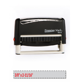 Premier Mark #9016 Self-Inking Stamp is a small but long sized stamp, perfect for a signature or pay to the order of stamp.