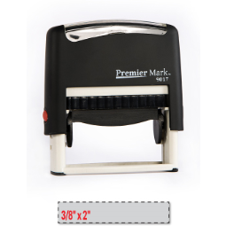 Premier Mark #9017 Self-Inking Stamp is a small but long sized stamp, perfect for a signature or pay to the order of stamp.