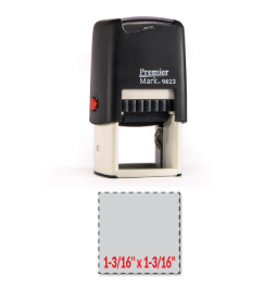 The Premier Mark 9023 is a medium-sized square stamp, easy to re-ink. No additional charge for artwork.