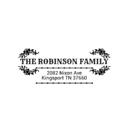 Designer return address stamp.  Unique design comes with thousands of impressions.  Customize with your own information.  Stamp is re-inkable.