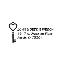 The Heart & Key return address stamp is a great and unique way to stamp your return address. Choose from self-inking stamp or traditional rubber stamp.
