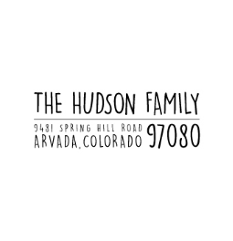 The Hudson Family return address stamp is a great and unique way to stamp your return address. Choose from self-inking stamp or traditional rubber stamp.