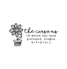 The Flower Pot return address stamp is a great and unique way to stamp your return address. Choose from self-inking stamp or traditional rubber stamp.