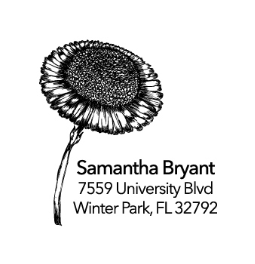 The Sunflower return address stamp is a great and unique way to stamp your return address. Choose from self-inking stamp or traditional rubber stamp.