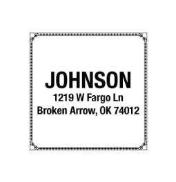 The Johnson return address stamp is a great and unique way to stamp your return address. Choose from self-inking stamp or traditional rubber stamp.