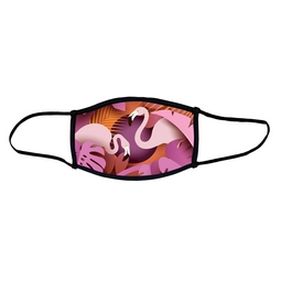 Flamingo face mask.  Masks come with elastic ear loops and fastener which allows a snug fit.