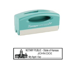 Kansas notary pocket stamp.  Complies to Kansas notary requirements. Premium quality and thousands of initial impressions. Quick Production!