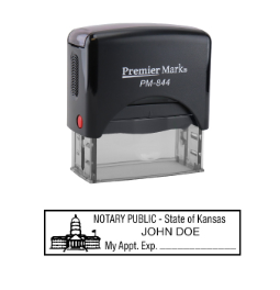 Kansas Notary Rubber Stamp - Complies to Kansas notary requirements. Premium Quality and thousands of initial impressions. Quick Production!