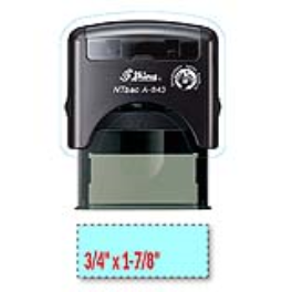 Shiny A-843 NTBac self-inking stamp. This stamp has been treated with a fungistatic agent that protects the product from fungal growth as well as restricts the growth and action of bacterial odors.