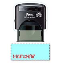 Shiny A-846 NTBac self-inking stamp. This stamp has been treated with a fungistatic agent that protects the product from fungal growth as well as restricts the growth and action of bacterial odors.