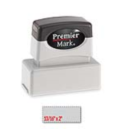 Premier Mark MaxLight XL2-115S pre-inked stamp. Impression size: 13/16" x 2-1/16". Up to 4 lines of copy with thousands of impressions, is re-inkable.