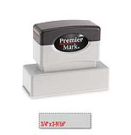 Premier Mark MaxLight XL2-145S pre-inked stamp. Impression size: 3/4" x 2-9/16". Up to 5 lines of copy with thousands of impressions, & is re-inkable.