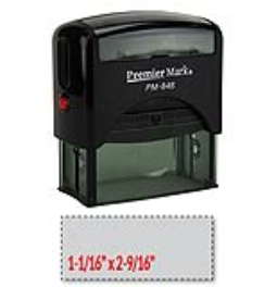 The Premier Mark 846 Self-Inking Stamp is a medium to large sized stamp, comes with thousands of initial impressions and is easy to re-ink.