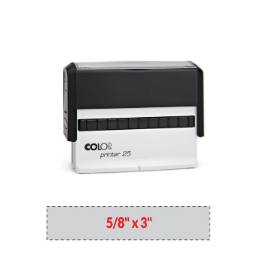 The 2000 Plus Printer 25 self-inking stamp is a 5/8" x 3" self-inking stamp.  Available in 5 ink colors with a laser engraved rubber die.