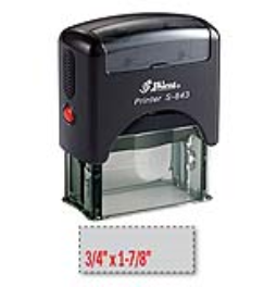 Shiny S-843 self-inking stamp. Comes with thousands of initial impressions. This stamp is re-inkable, choose from many ink colors.