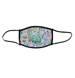 Succulent face mask.  Masks come with elastic ear loops and fastener which allows a snug fit.