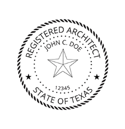 Texas architect rubber stamp. Laser engraved for crisp and clean impression. Self-inking, pre-inked or traditional.