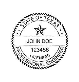 Texas professional engineer rubber stamp. Laser engraved for crisp and clean impression. Self-inking, pre-inked or traditional.