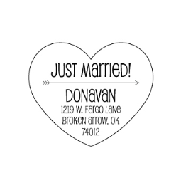 The Heart & Arrow Just Married rubber stamp is a great and unique way to let everyone know about your special upcoming wedding date!