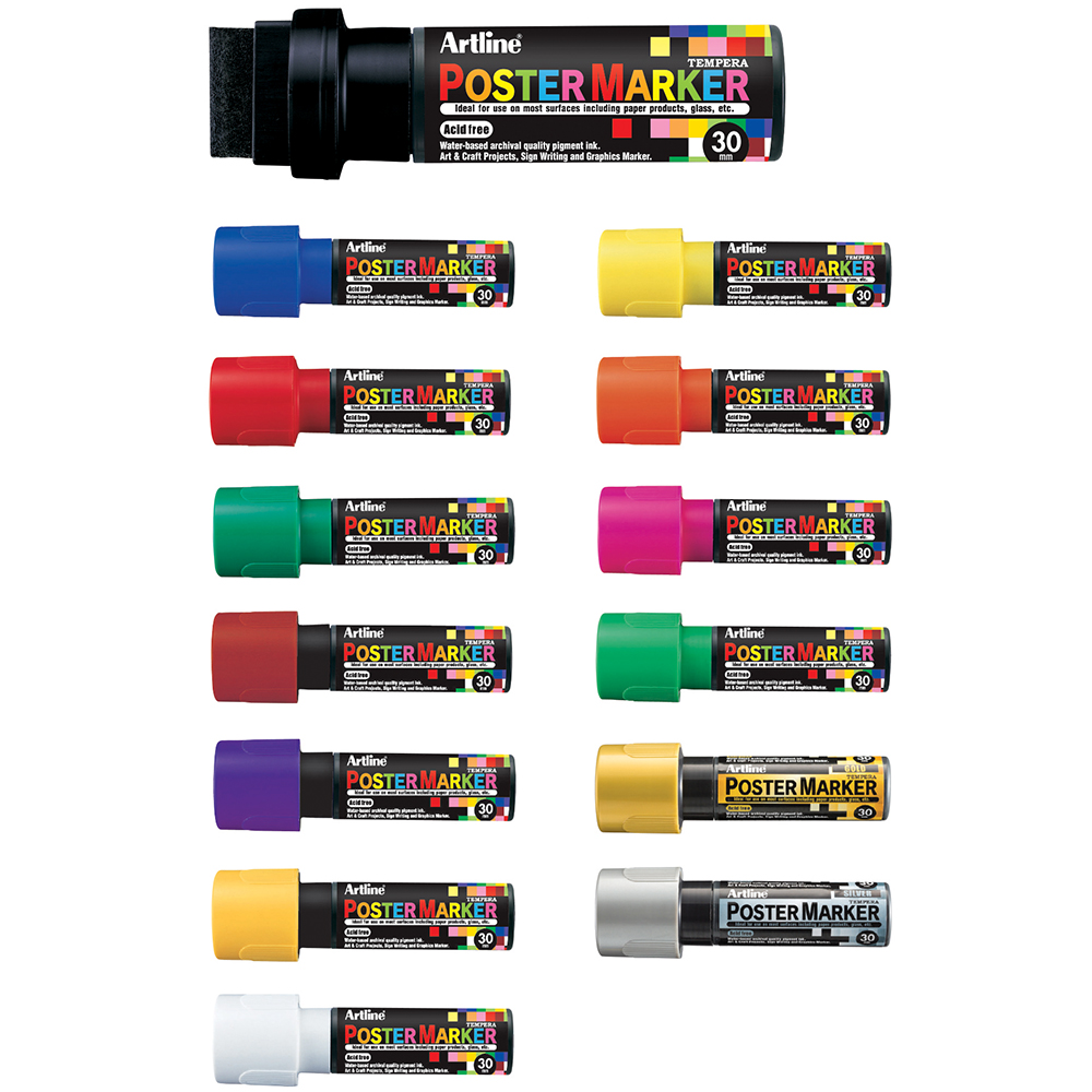 Artline 30mm Chisel Poster Markers - Sold by the Dozen