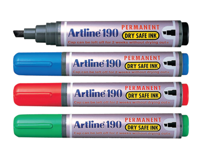 Artline 2-5mm Chisel Permanent Markers - Sold by the Dozen