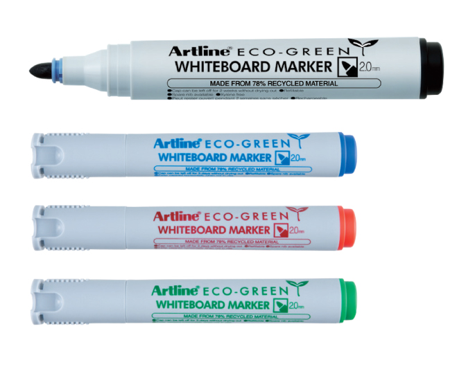 Artline 2.0mm Bullet Dry Safe Eco-Green Whiteboard Markers - Sold by the Dozen