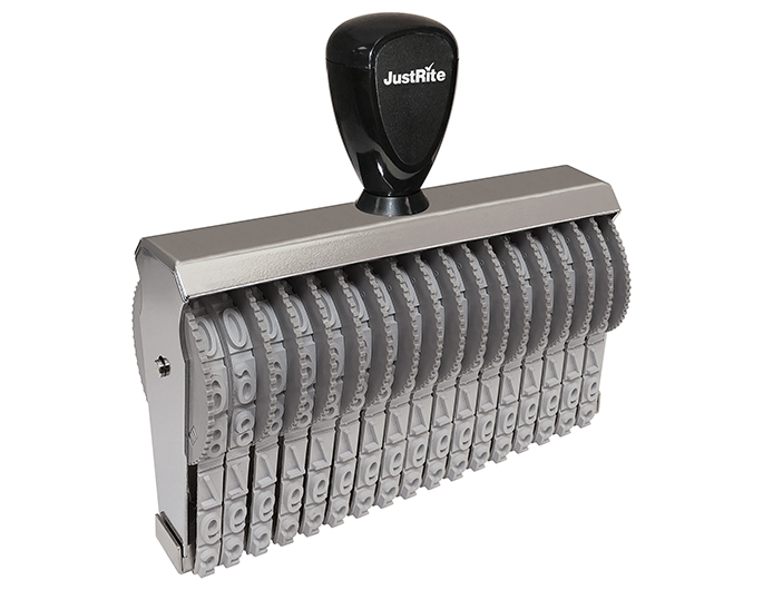BN-1, 17 JustRite Band Number Stamp has 17 number bands.  Character height of numbers on bands are 5/32".