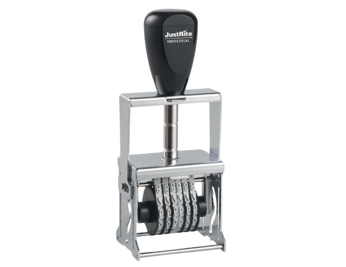 MJ-1, 6 Band self-inking Number Stamp has 6 number bands.  Character height of numbers on bands are 5/32".