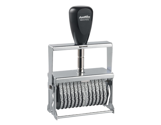 MJ-3, 13 Band self-inking Number Stamp has 13 number bands.  Character height of numbers on bands are 3/8".