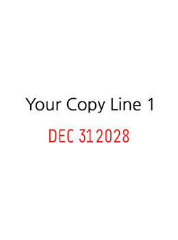 This dater has one line of custom copy above the dates.  Choose from 3 date sizes.  Comes with at least 7 years on the date band.