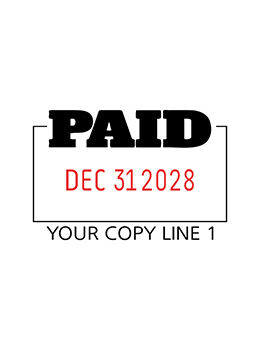 Paid heavy-duty dater with custom line of copy below the dates.  Dates are changeable and come with at least 7 years on the date bands.