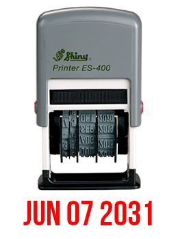 The Shiny S-400 self-inking line dater displays the month, day and year. Comes with 10 year band. 3/16" tall characters.