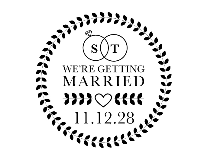 The Diamond Leaf Save the Date rubber stamp is a great and unique way to let everyone know about your special upcoming wedding date!