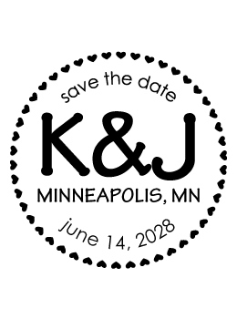 The Circle of Hearts Save the Date rubber stamp is a great and unique way to let everyone know about your special upcoming wedding date!