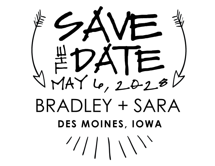 The Summer Camp Save the Date rubber stamp is a great and unique way to let everyone know about your special upcoming wedding date!