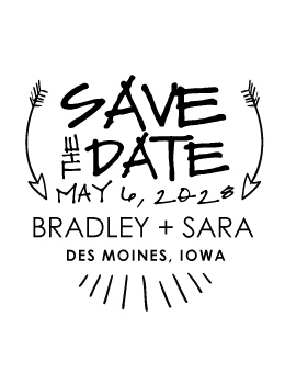 The Summer Camp Save the Date rubber stamp is a great and unique way to let everyone know about your special upcoming wedding date!