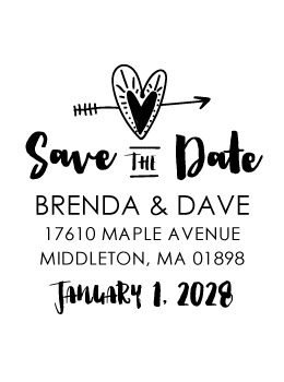 The Heart & Arrow Save the Date rubber stamp is a great and unique way to let everyone know about your special upcoming wedding date!