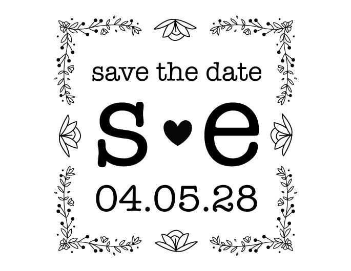 The Large Initial Save the Date rubber stamp is a great and unique way to let everyone know about your special upcoming wedding date!
